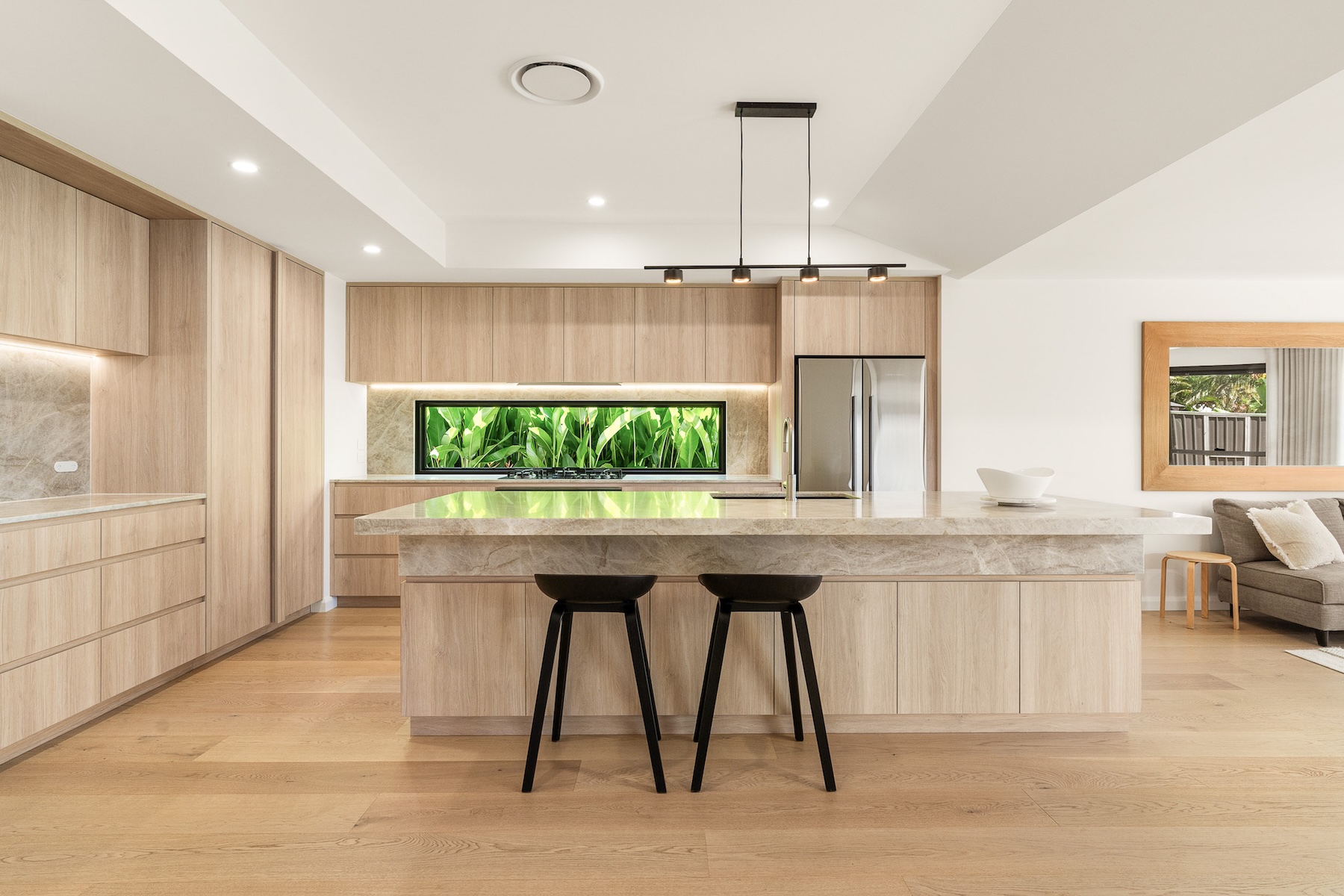 Timber kitchen stone island