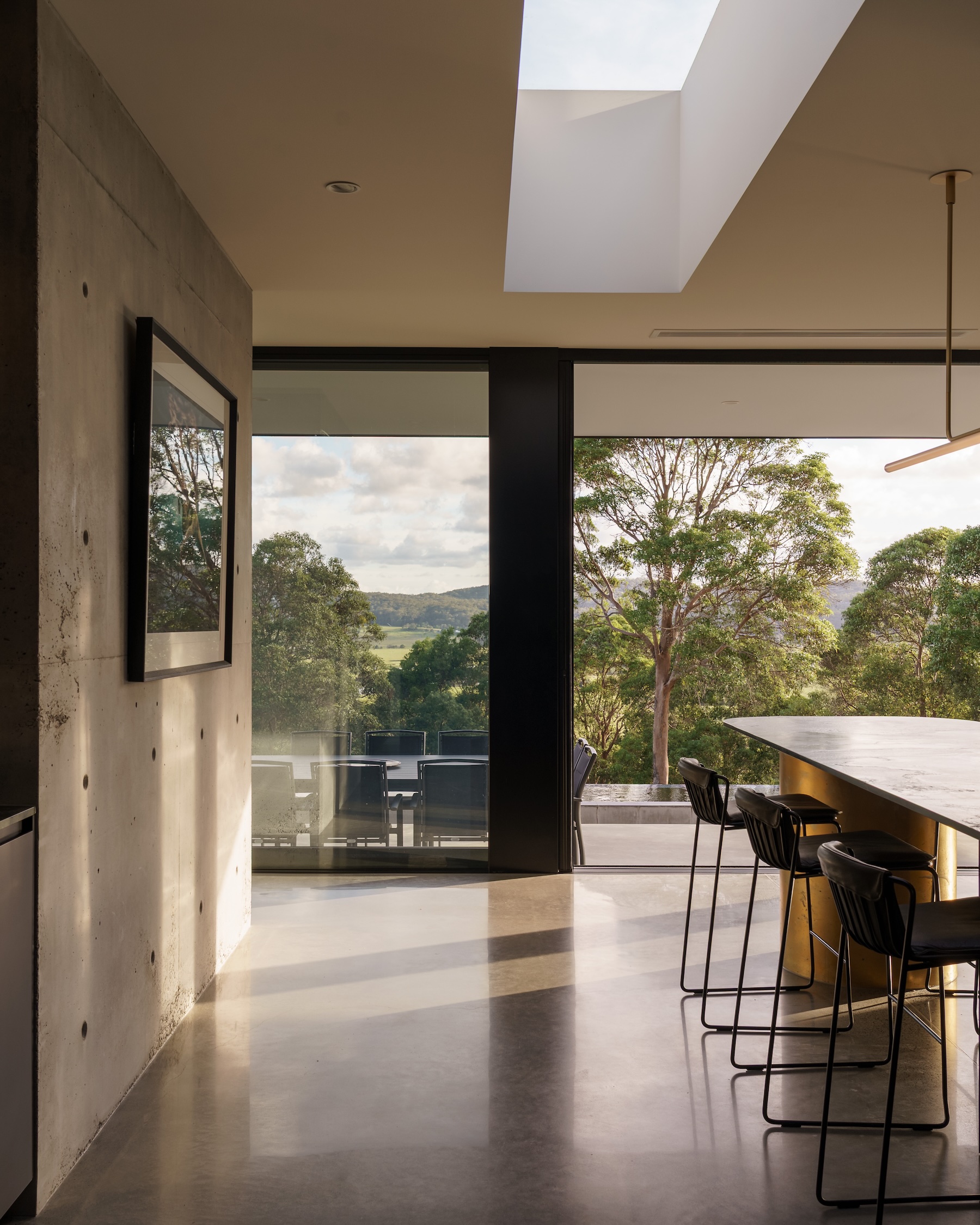 Concrete glass interior