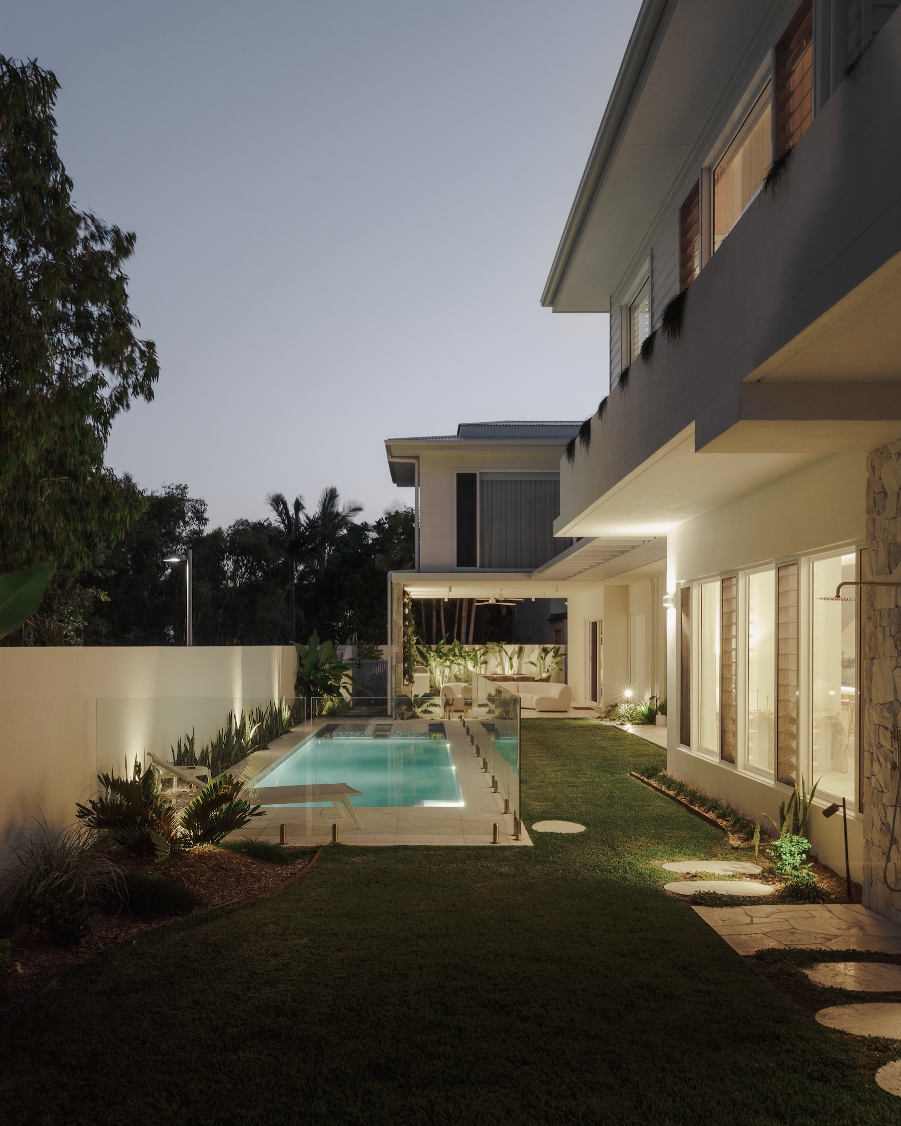 Evening pool garden