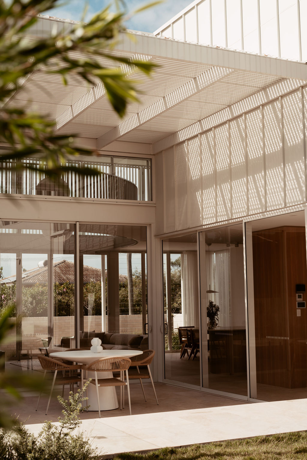 Warm outdoor terrace and living