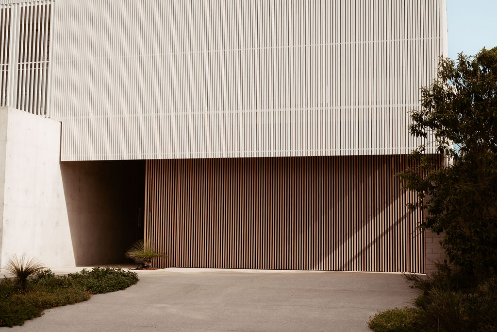Concrete and timber facade