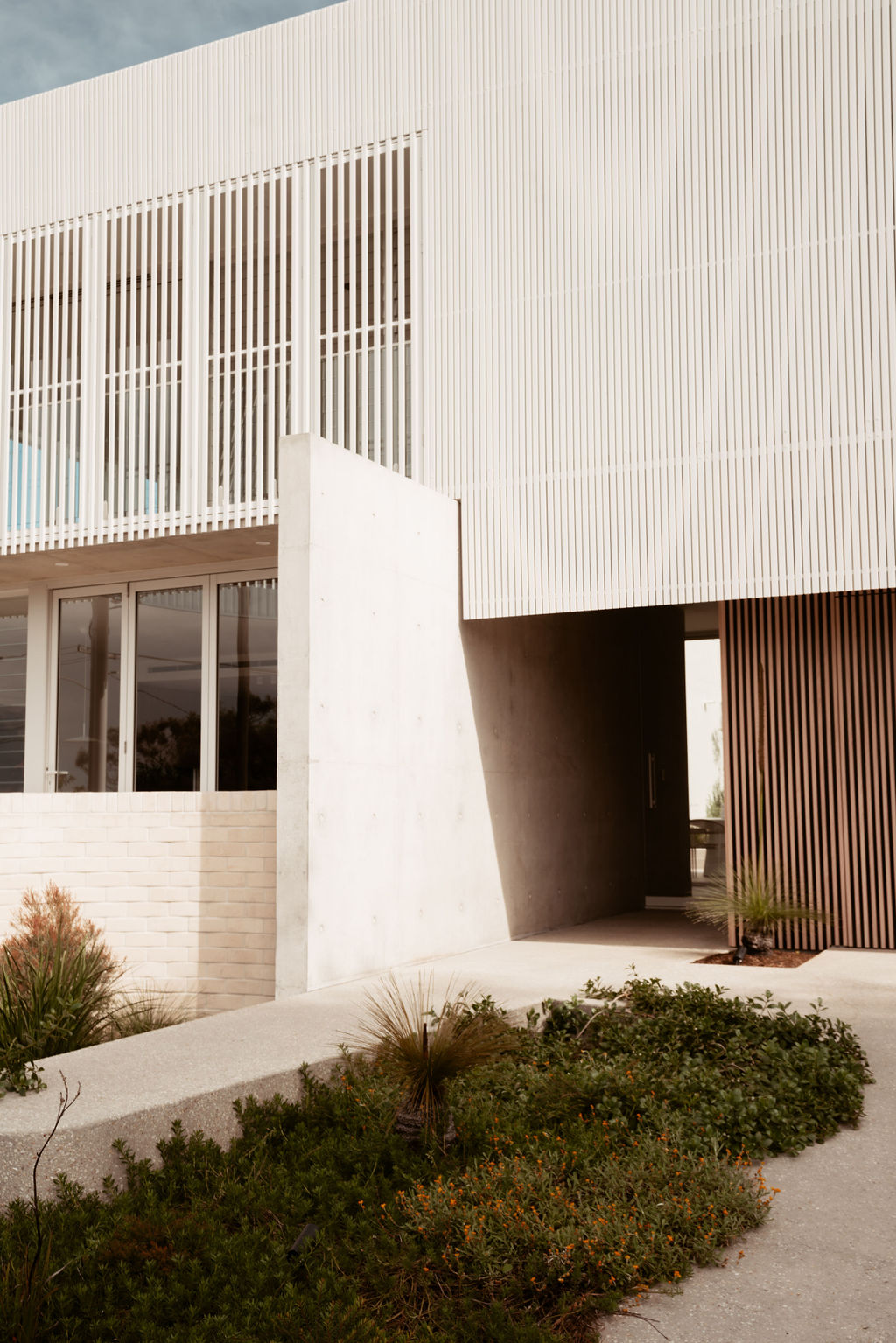 Concrete facade entry detail